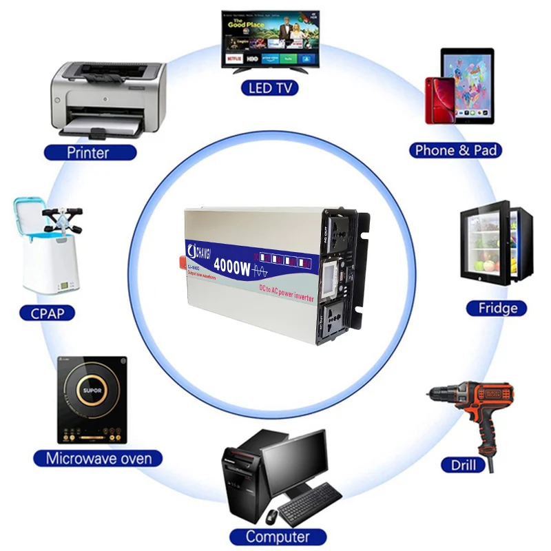 Pure Sine Wave Inverter 4000W 5000W 8000 watts Power DC 12V 24V To AC 110V/220V Voltage 50/60HZ Converter 5KW USB Solar Inverter