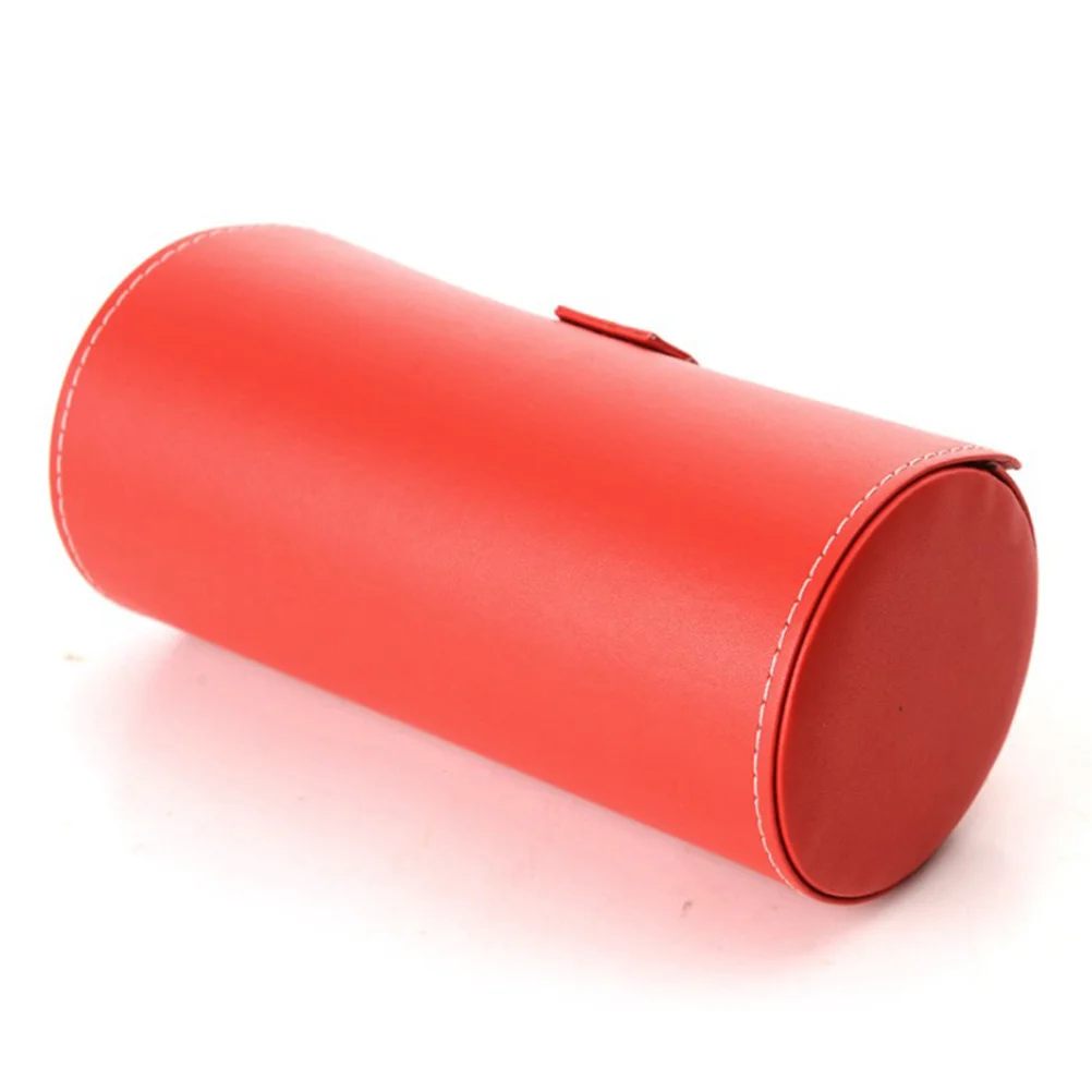 

Watch Ring Storage Box Red Durable Cylinder Jewelry Organizer For Desktop Home Office Earrings Phone Holder