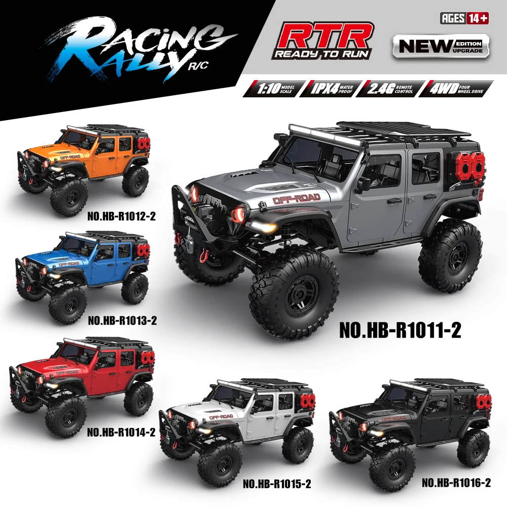 R1011 1/10 RC Car RTR HB Remote Control Vehicle 2.4G Full Proportional Rock Crawler LED Light 4WD Off-Road Climbing Truck Toys