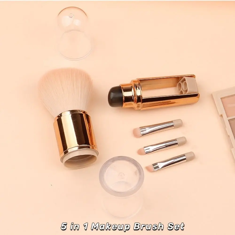 Washable Eye Shadow Brush Makeup Brush Set Soft Stretchable Powder Brush Dustproof Convenient 5 in 1 Makeup Brush Set Journey