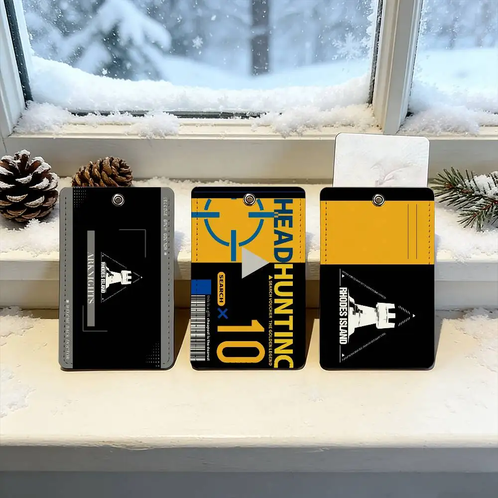 

Game A-arknightss Card Card Holder Men And Womenn Universal Antirust Keychain PU Learther Access Drop Key Tag Ring