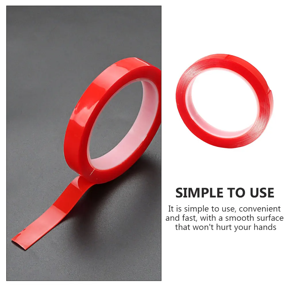 

10mm Red Double Sided Tape Strong Adhesive Wide Thick Multi Use Heavy Duty Outdoor Indoor No Residue Acrylic Glue Reusable