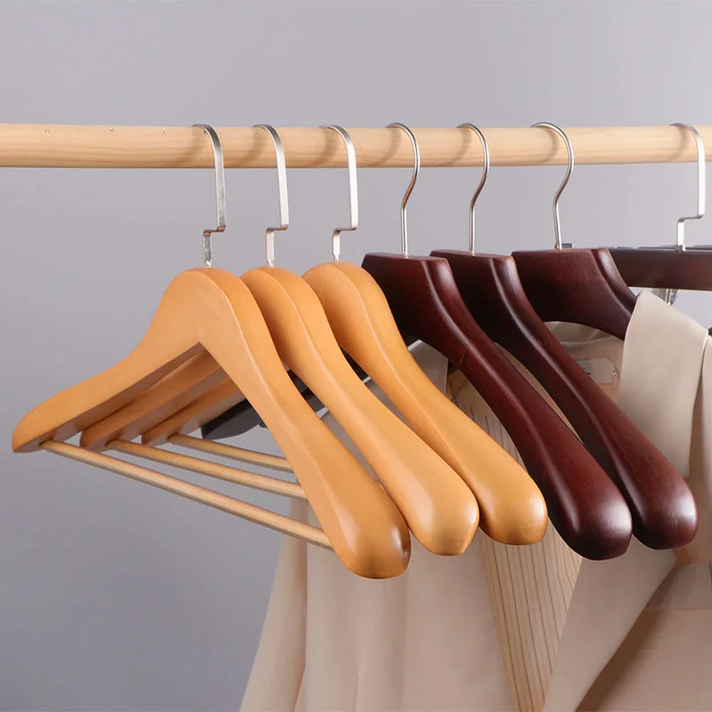 Natural Wooden Clothes Hangers for Home Premium Wood Suit Clothes Hangers Solid Wood Heavy Duty Hangers Retro Wardrobe Organizer