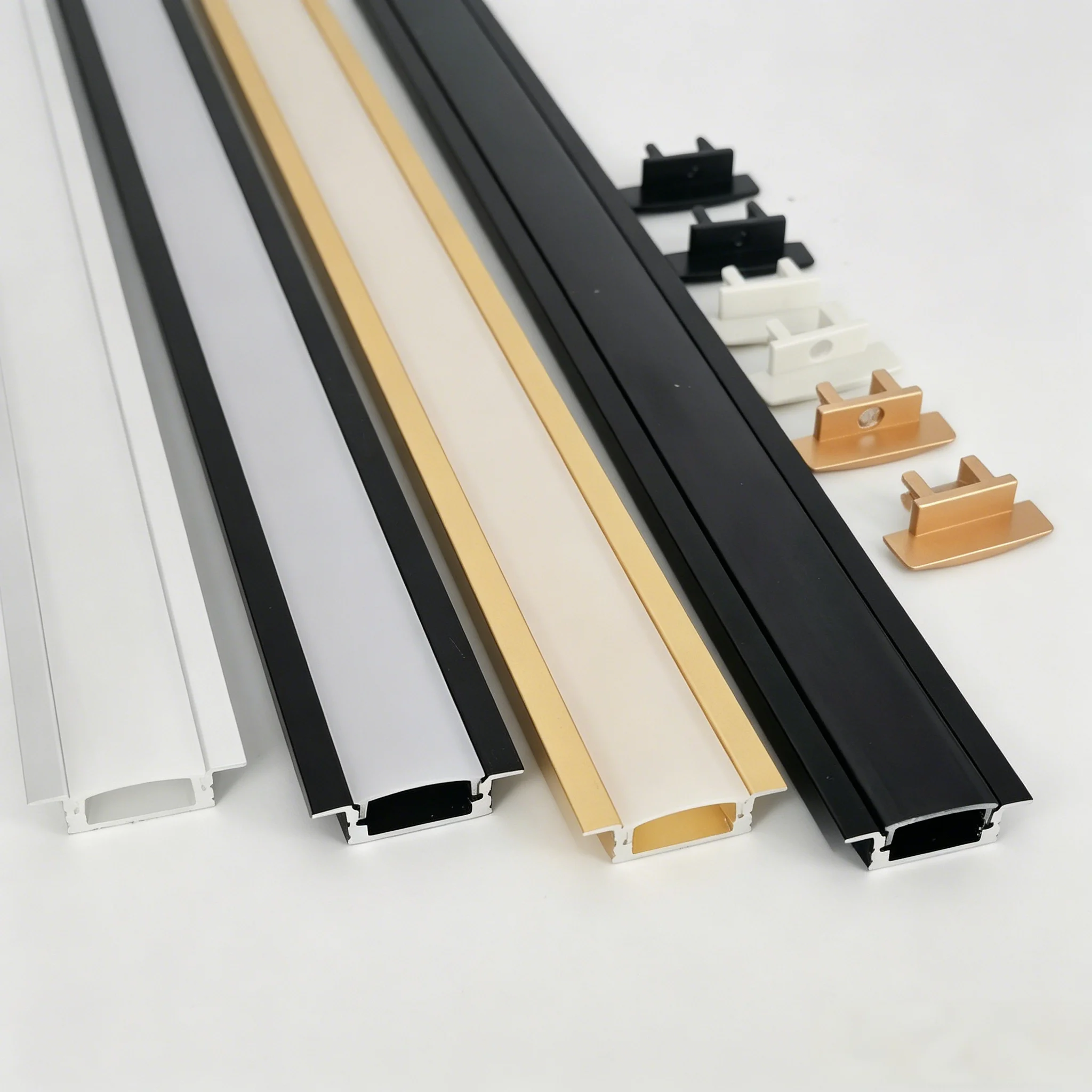 2m/pcs  recessed  aluminum profile  with milky  diffuser  and  end caps