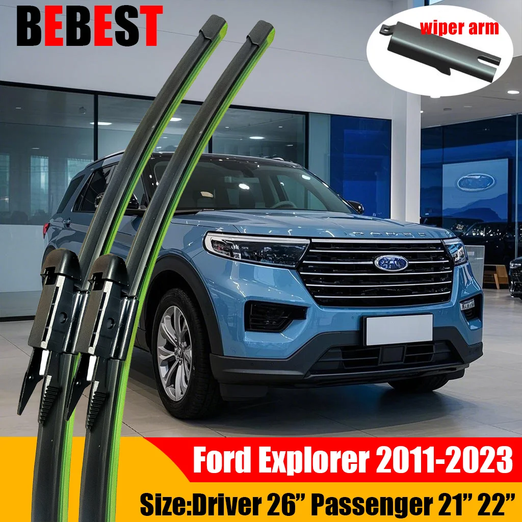 2 مساحات Ford Explorer 2011-2023 [65+55سم] - زجاج أمامي أصلي جميع الموديلات (XL/XLT/Limited) مطاط جميع الفصول