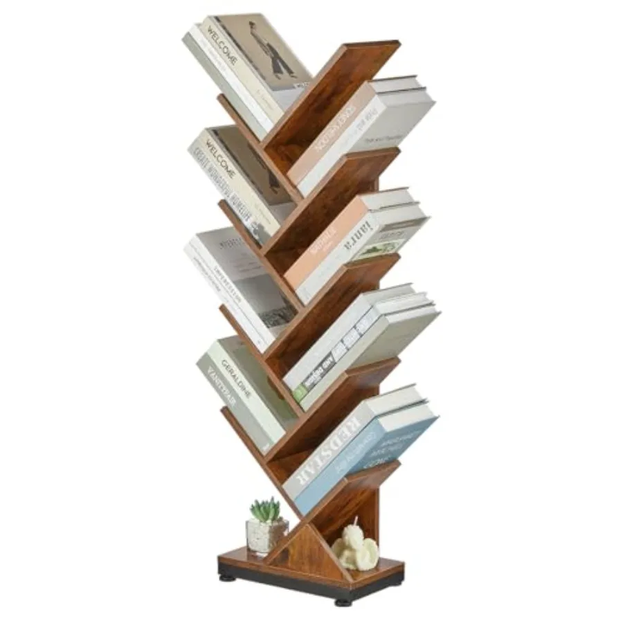 

Tree Bookshelf Shelf Floor Standing Bookcase Display for CDs/Magazine/Books Retro Bookshelf for Bedroom Living Room Office Balc