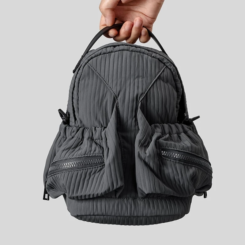 Casual Waterproof Nylon Ruffled Backpack Bag 2026 New Design Lightweight Multiple Pockets Travel Women's Commuting Small Bag