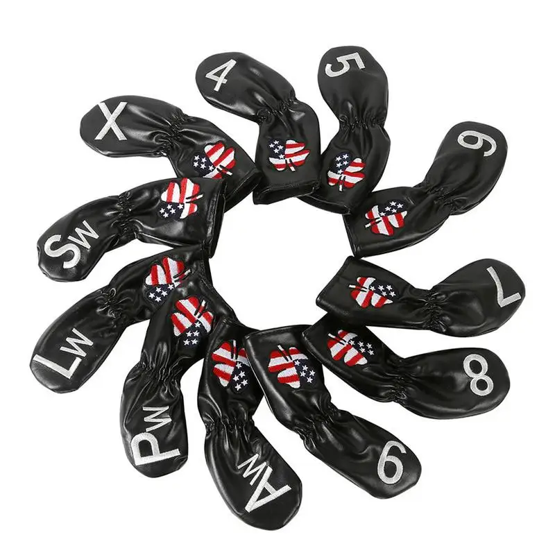 11Pcs Golf Head Covers Golf Club Iron Head Protector Cover Headcovers For Driver Fairway Hybrid Wood Head Cover Golf Accessories