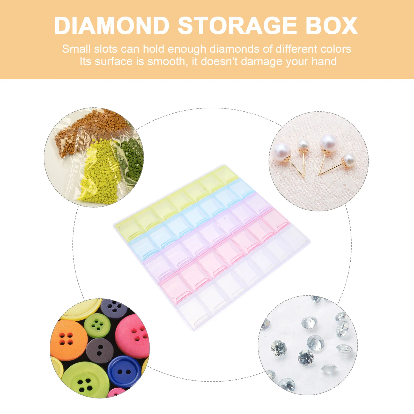 

1pc Plastic Storage Box 35 Compartments With Lids Diamond Bead Organizer Case For Jewelry Nail Art Rhinestones Glitter Powder