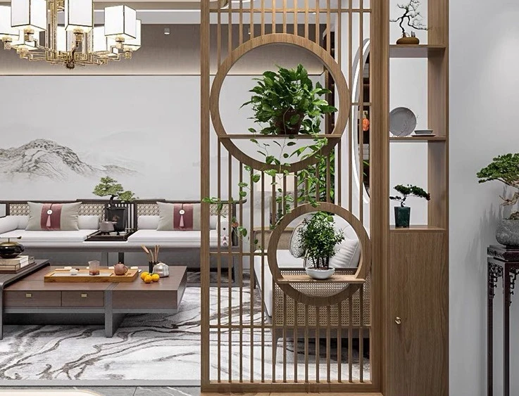 

Перегородка для гостиной, новая решетка из цельного дерева в китайском стиле, вход для чайной комнаты, простые современные полки