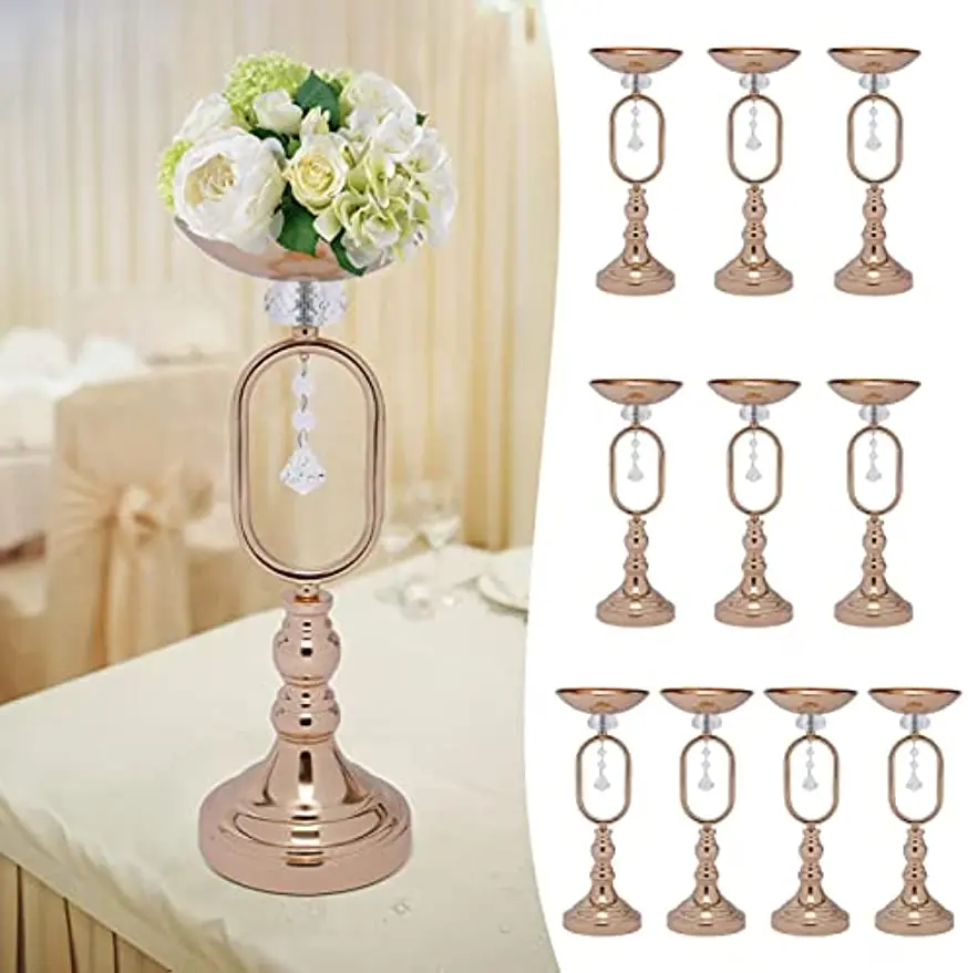 Imagem -04 - Gold Pillar Candle Holder Metal Flores Vaso para Recepção de Casamento Decoração de Mesa Peça Central para Sala de Jantar 15.6 Alto 10 Pcs