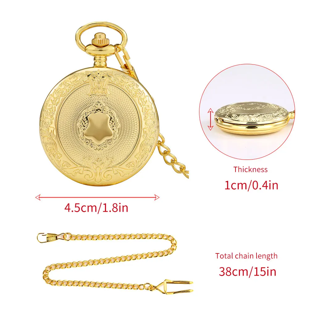 Luxury Golden Pocket Watch Portable Clock Men's Quartz Watches Women Pendant Simple Roman Numeral Dial Practical Collectibles