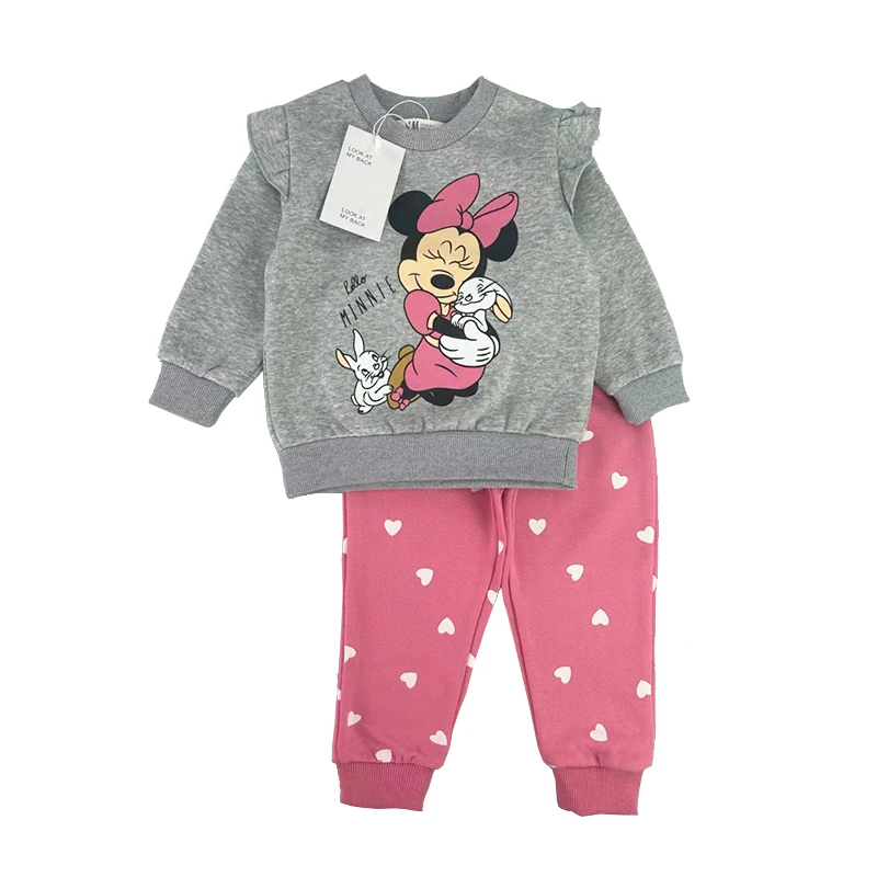 Fall 2024 Mother Kids Minnie Mouse Cartoon Set Teen Girl Clothes Spring Baby Girls Toddler Casual Fleece Suit Sets Outfits