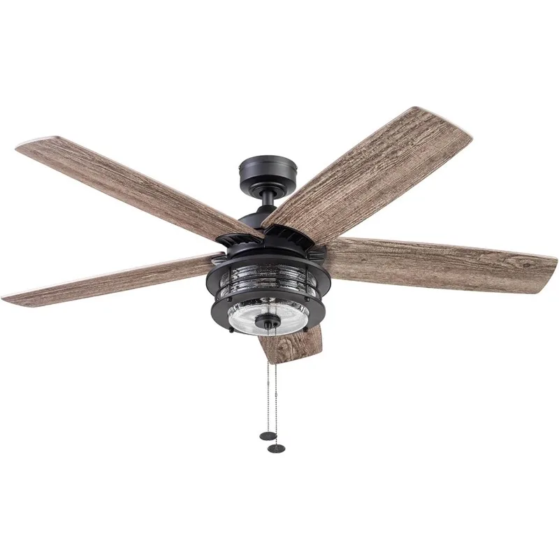 l Ceiling Fans Foxhaven, 52 Inch Farmhouse Indoor Outdoor Ceiling Fan with Light, Pull Chain, Dual Mounting Options, Dual