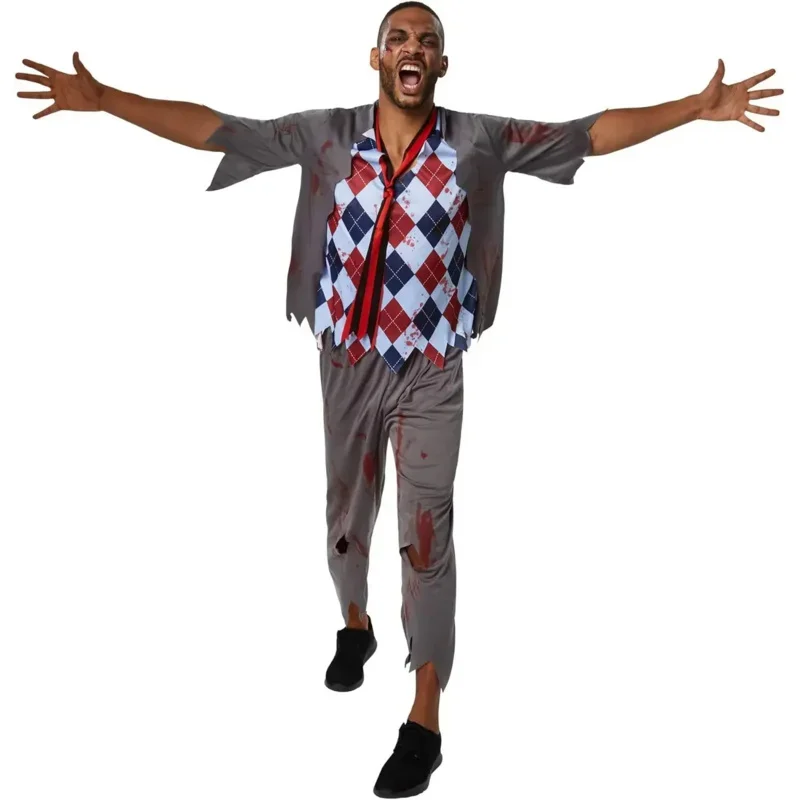 EE01 2024 Donne Zombie Scuola Fancy Dress Outfit Uomini Spaventoso Uniforme Scolastica Ragazzo Famiglia Zombie Sanguinante Studentessa Halloween Costo 0Ww