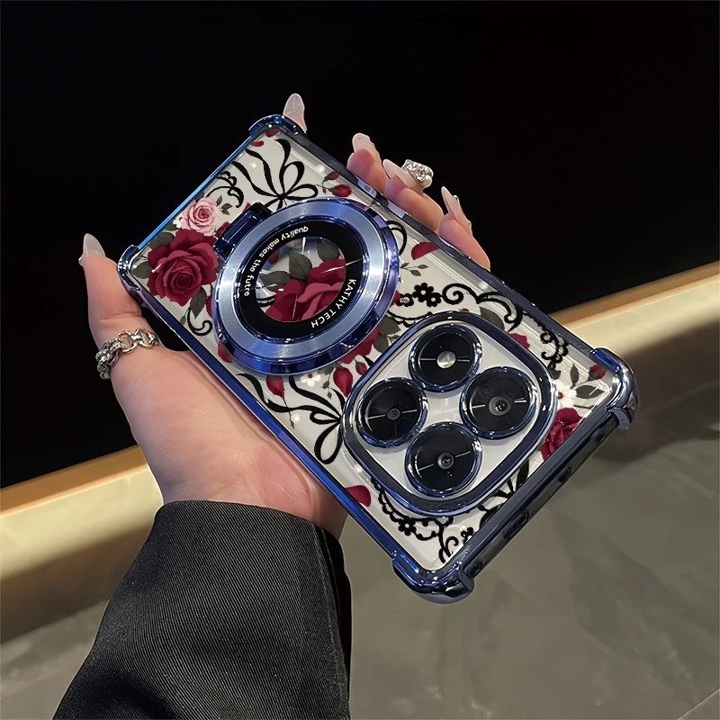 Red Rose Bow tie Pattern Case For Infinix Hot 70 60 Pro Plus 50i 40 10T 11 9 Play 10s NFC Soft Four Corners Anti Drop Cases Capa