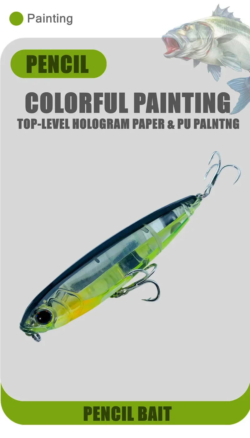 GREENSPIDER 102 mm 17,5 g Topwater-Angelköder mit Bleistiftoberfläche, Walk The Dog, künstlicher Salzwasser-Hartköder, Bass-Kunststoff-Wanderer – Detail 4