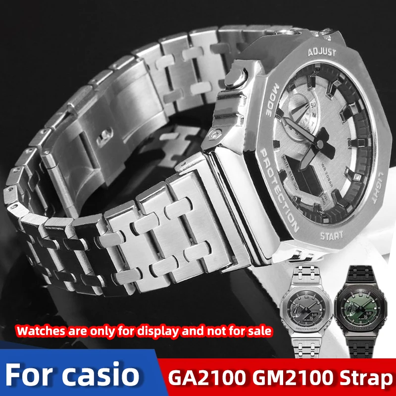 Ремешок для часов из нержавеющей стали для Casio G-Shock GA-2100/GA-2110/GA-B2100/GM2100 | Замена 16 мм | Прочный металлический ремешок для часов Ремешок для часов из нержавеющей стали для Casio G-Shock GA-2100/GA-2110/GA-B2100/GM2100 | Замена 16 мм | Прочный металлический ремешок для часов