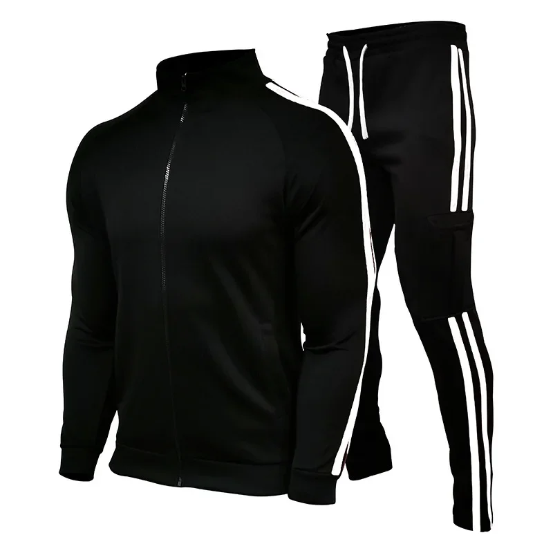 Chándal con logotipo personalizado para hombre, conjunto de 2 piezas, chaqueta con cremallera, pantalones de chándal, traje de entrenamiento, trajes