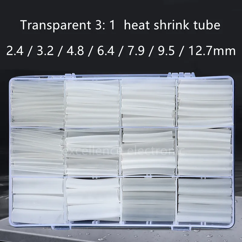 

240pcs Transparent 3: 1 Heat Shrink Tube with Double Wall Glue Tube Wrapping Kit Electrical Connection Wire Insulation Sleeving