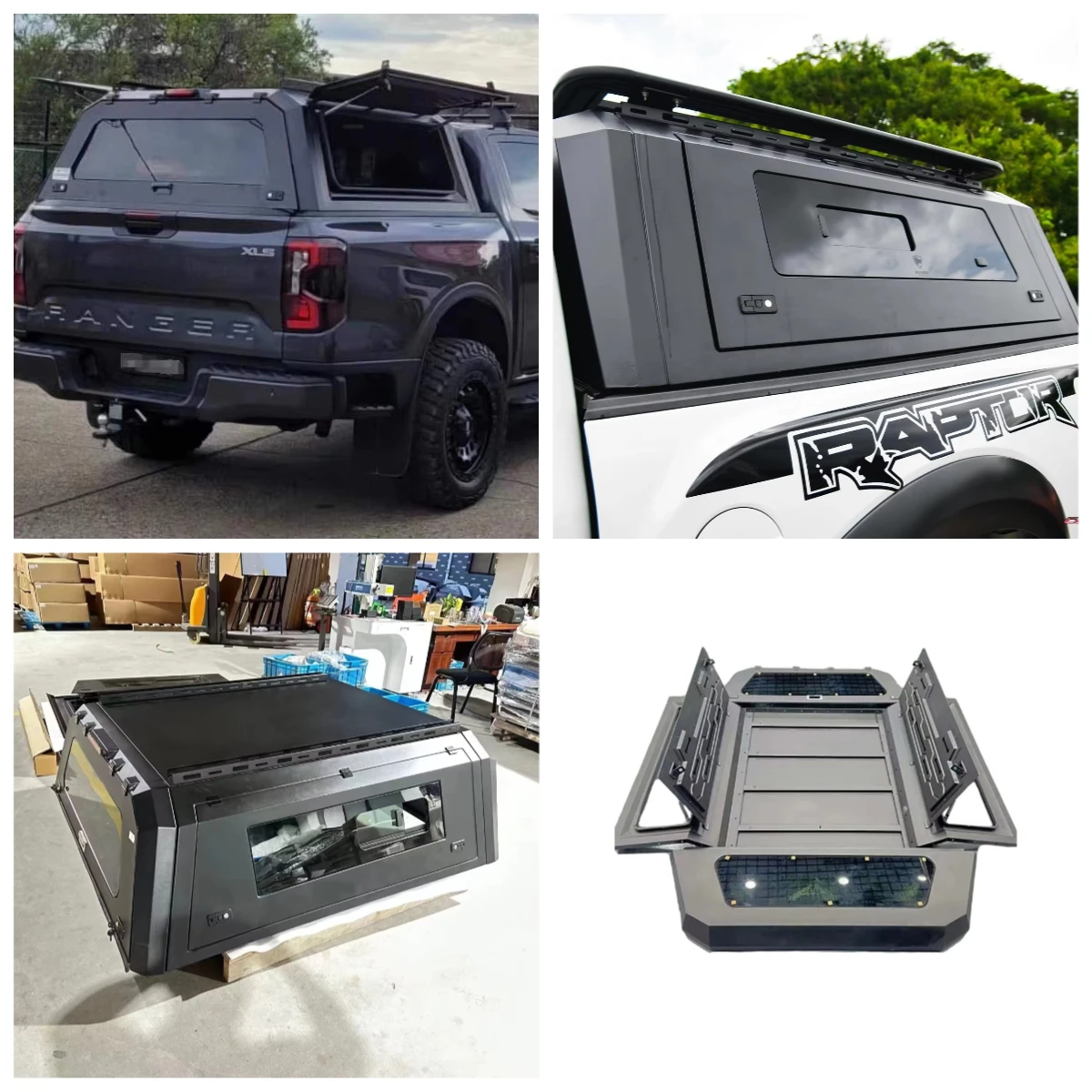 

4x4 Offroad Waterproof Steel Hard Top Canopy Pickup Truck Topper Camper Side Steps for Ranger raptor F150