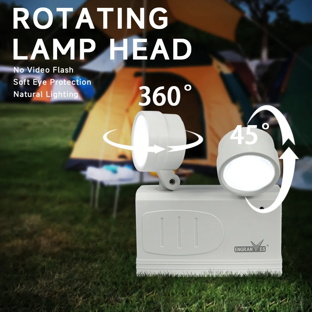 LED Emergency Lights Two Head Adjustable Commercial Emergency Lamp Fire Fighting Light Wall-mounted Rechargeable Exit Light