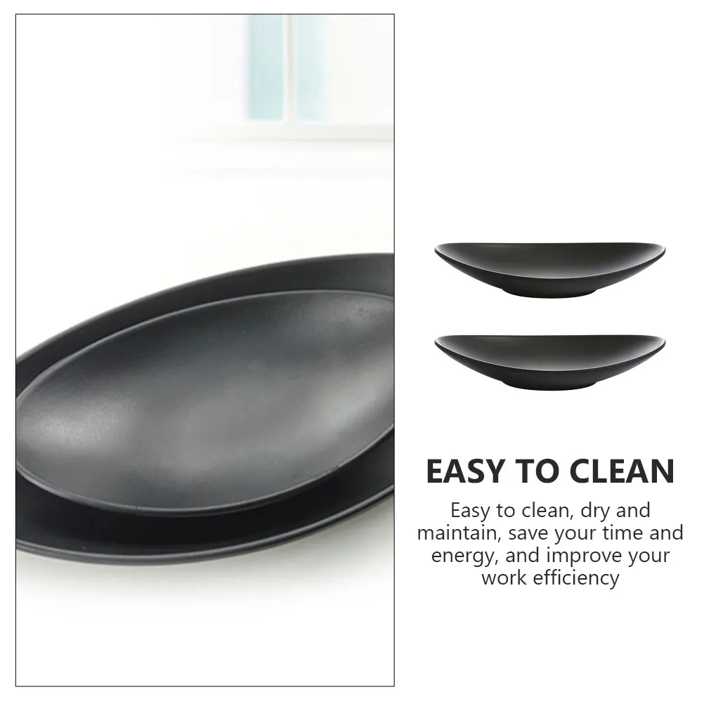 

2Pcs A5 Melamine Ingot Shaped Sushi Plates Black Platter Easy Clean Food Storage Home Hotel Kitchen Japanese Tray