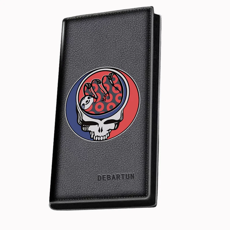 Skull sloth colorful circle design Men's Long Wallets Business Stylish Printing Design Casual Use Christmas Valentine's Father's