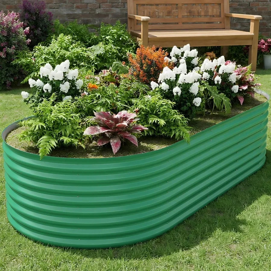 

6x3x2 ft Galvanized Raised Garden Bed Outdoor 24 in Tall Metal Planter Box for Flowers Herbs Vegetables Rust-Resistant Raised G