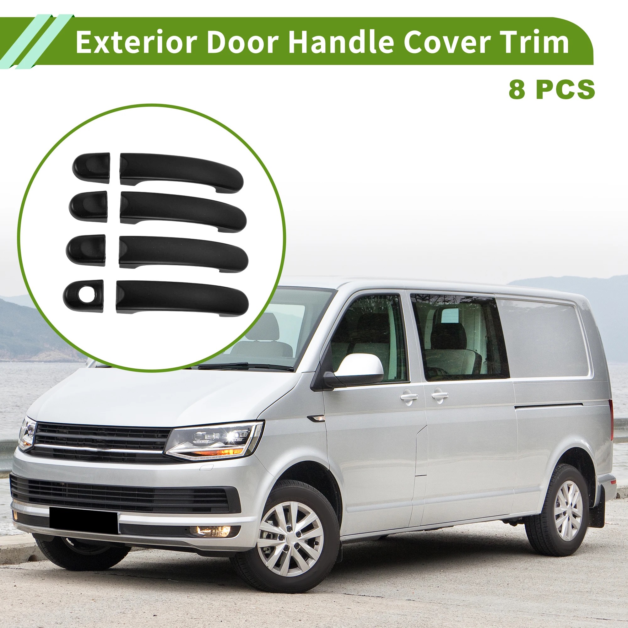 

UXCELL Exterior Door Handle Cover Trim Door Handle Cover for Volkswagen Transporter (T5) 2003-2015 Matte Black 8 Pcs