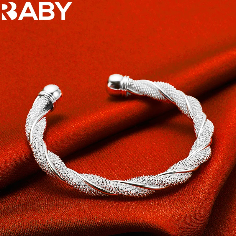 925 Sterling Silver Single Line Surround Mesh Bangle Bracelet For Women Man Fashion Jewelry Wedding Party Elegant Accessories