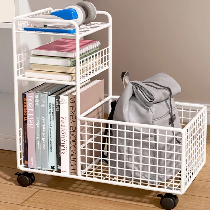 Multi-Layer Document Storage Book Shelf Multifunction Trolley Shelf Office Living Room Bathroom Floor Mobile Snacks Rack
