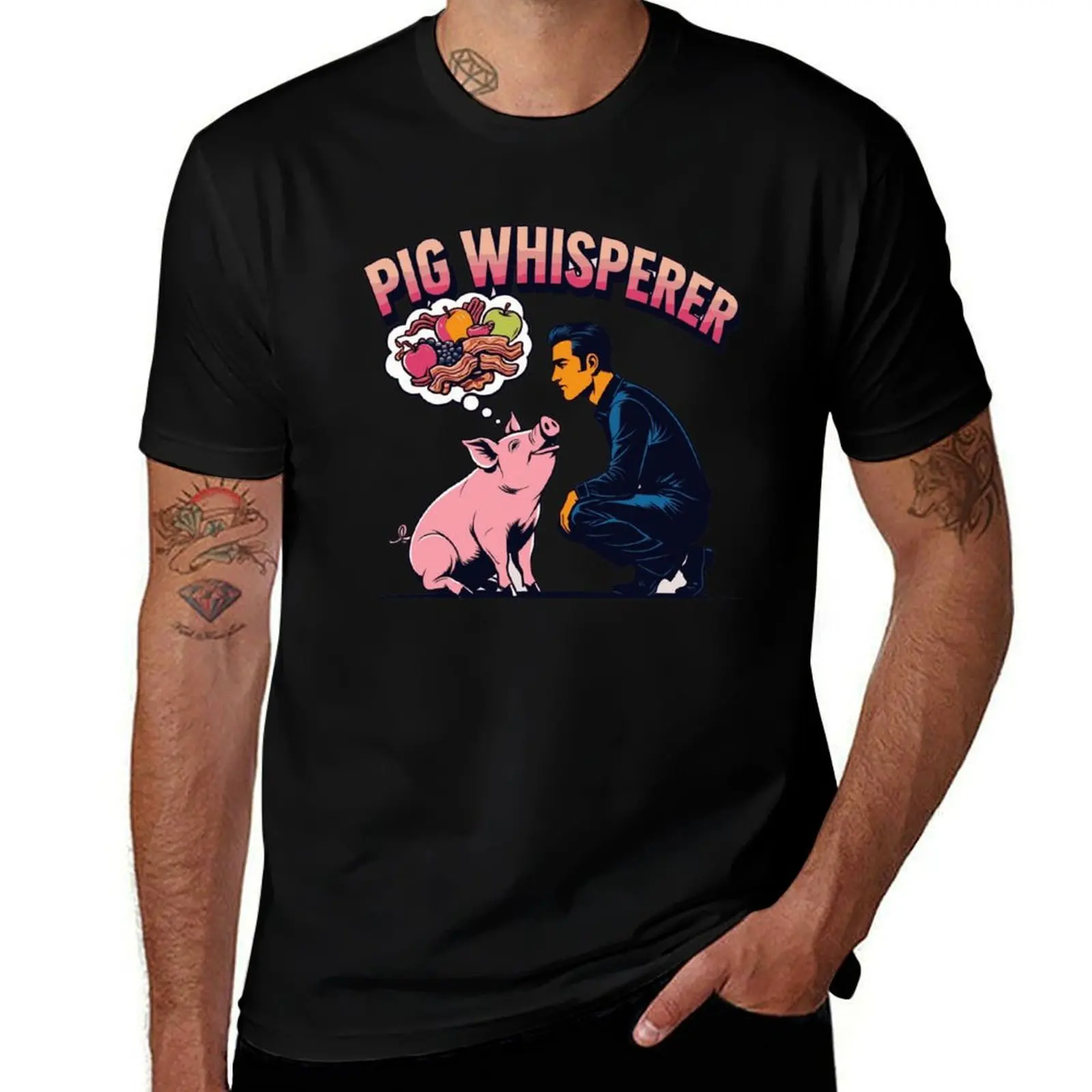 

Pig Whisperer: Comic-Style Farm Humor T-Shirt custom shirt Man t-shirt plus size men clothing