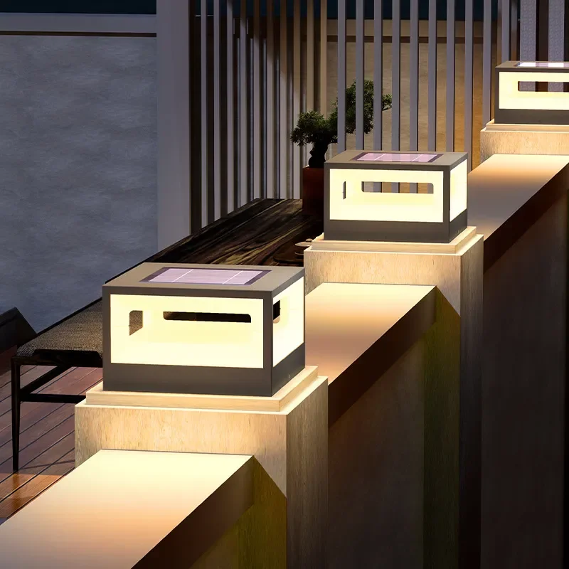 Modern Solar Garden Light Waterproof Outdoor Wall Lamp Simple Villa Door Pillar Ambient Lighting for Yard Pathway Decoration