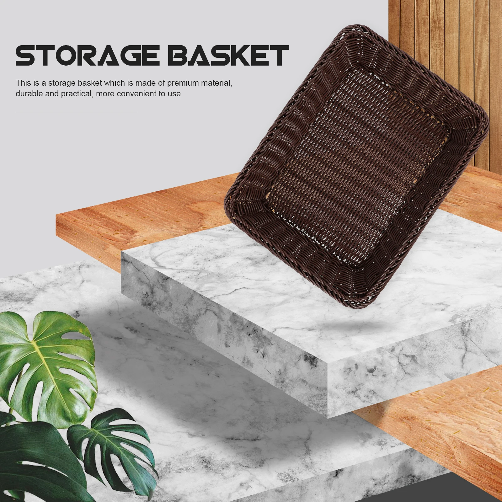 

Large Rattan Basket Vintage Plastic Woven Baskets Fruit Sundry Desktop ganizer Bread ganizer Easy Clean Decorative Container
