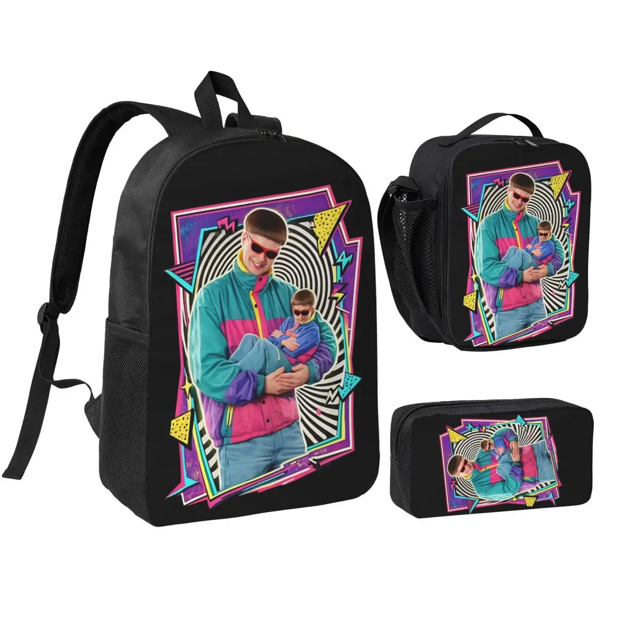 3pecs/set Oliver Tree American Rapper Backpack for Student Laptop Computer Shoulder Bag Lunch bag Pencil Case