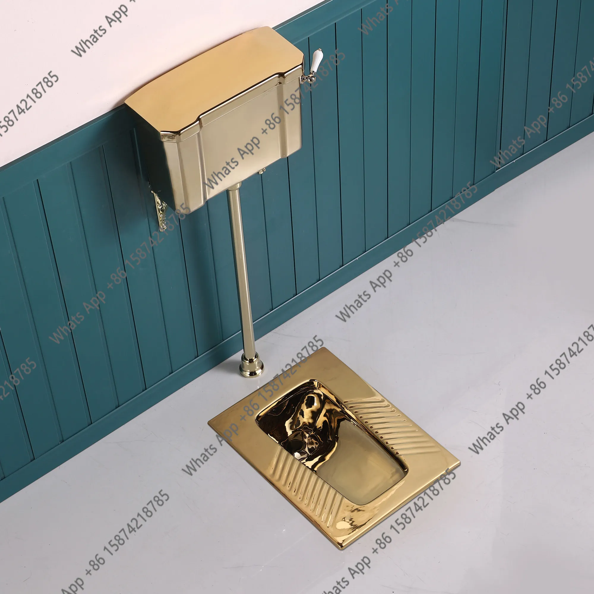 

Gold ceramic water tank, large impact squatting, industrial wind metal induction electroplating, gold squatting water tank bar
