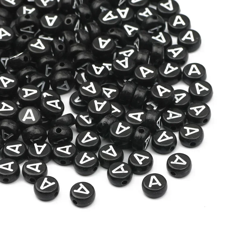 100-500PCS Schwarz Runde Acryl Buchstaben Perlen A-Z Alphabet Lose Perlen Für Schmuck Machen DIY Halskette Armband handgemachte Handwerk – Detail 3