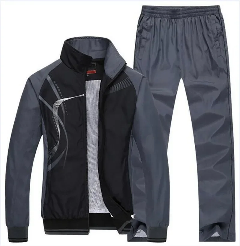 New Mens Set Spring Autumn Men Sportswear Piece Sets Sporting Suit Jacket+pant Sweatsuit Men Clothing Tracksuits Size L~5xl