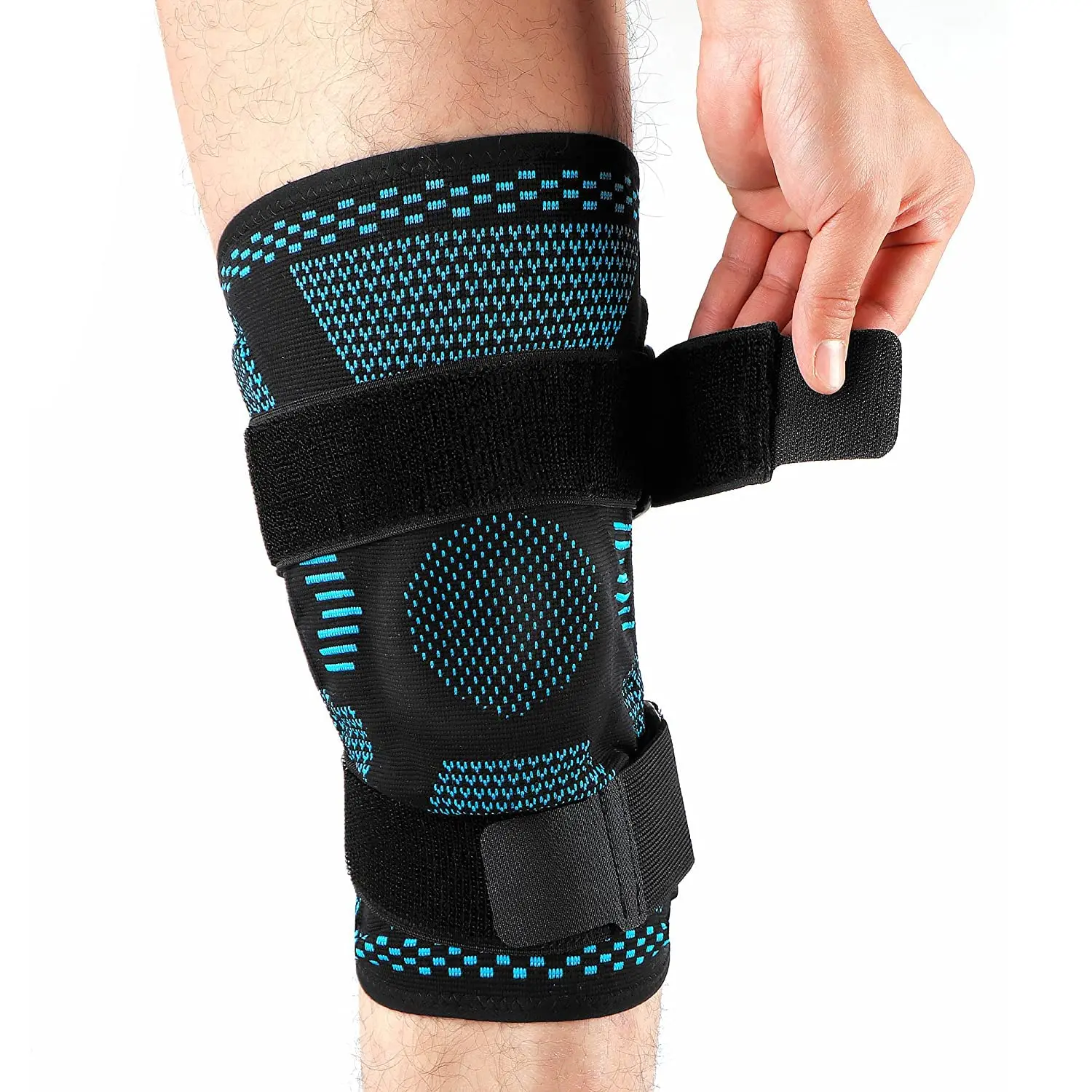 Manchon de compression de soutien de genouillère avec stabilisateurs latéraux, gel de rotule, récupération des blessures ACL, déchirure du ménisque