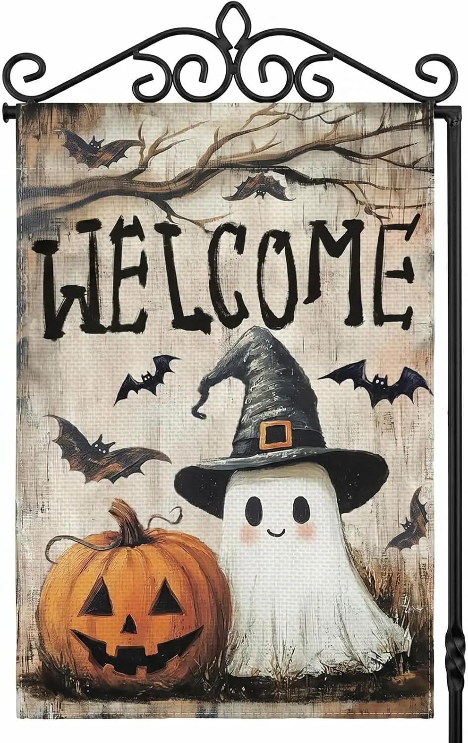 12x18 Inch Double Sided Halloween Garden Flag, Jack-o'-lantern Ghost Fall Yard Decor, Weather Resistant Outdoor Banner f PPZ
