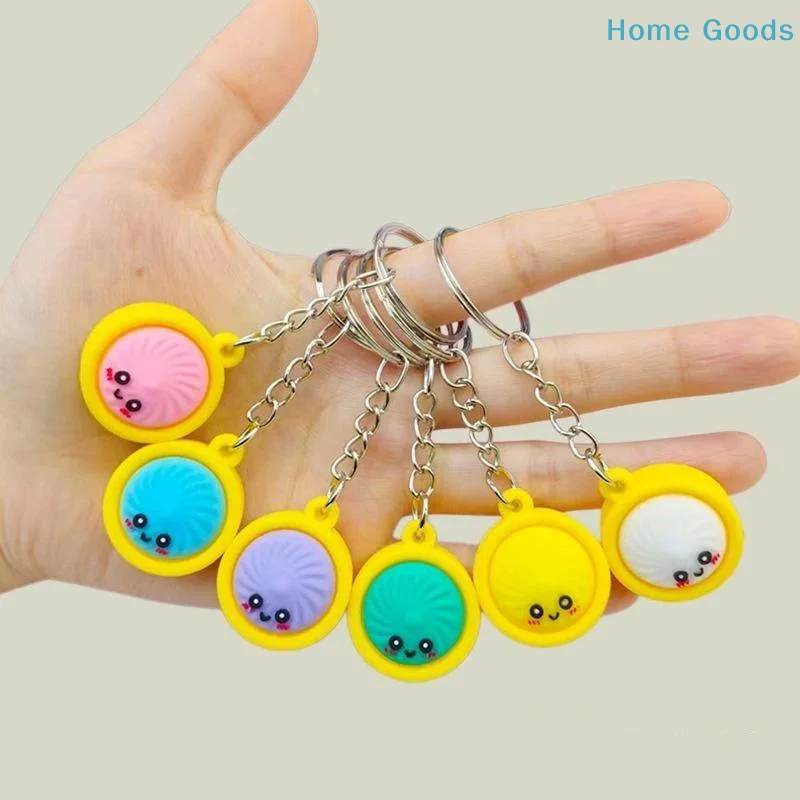 preferred1pc Cute Cartoon Steamed Bun Keychains Soft PVC Lovely Smiling Face For Backpack Decoration Party Favors Kids Gifts