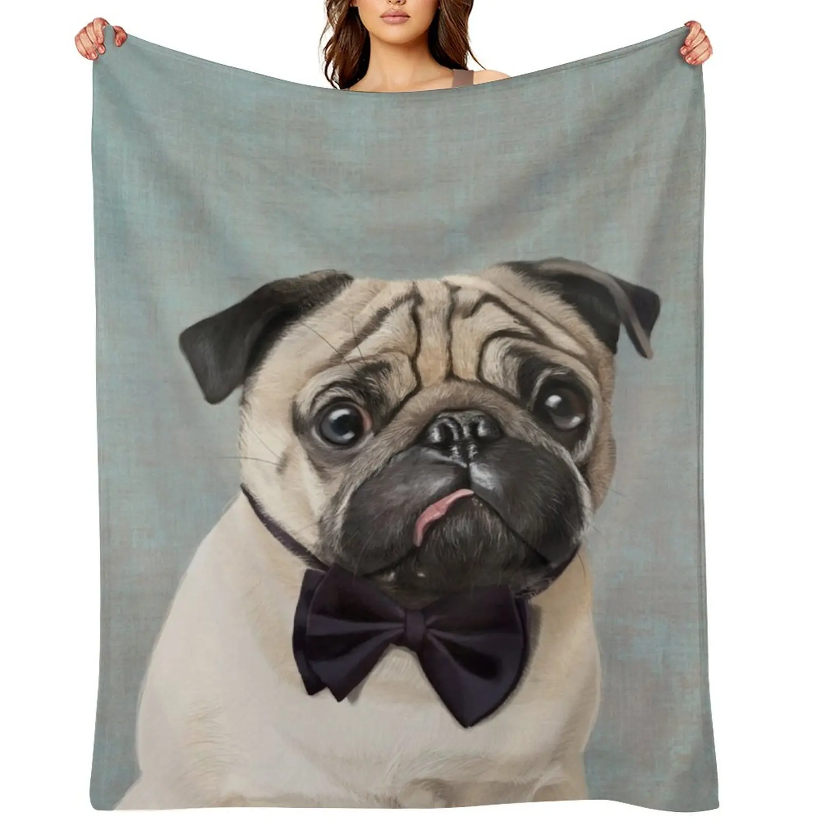 Mr Pug Throw Blanket Warm Bed linens for babies Stuffeds Blankets