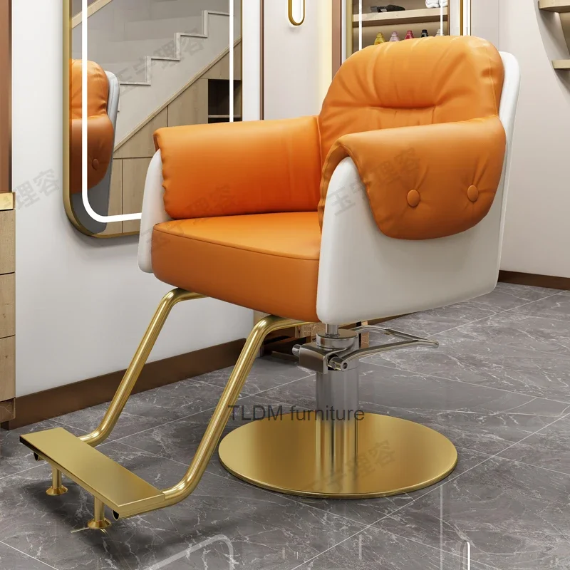 

Vintage Beauty Salon Chair Swivel Golden Rotating Pedicure Barbers Armchairs Stylist Sandalye Hairdressing Furniture MQ50BC