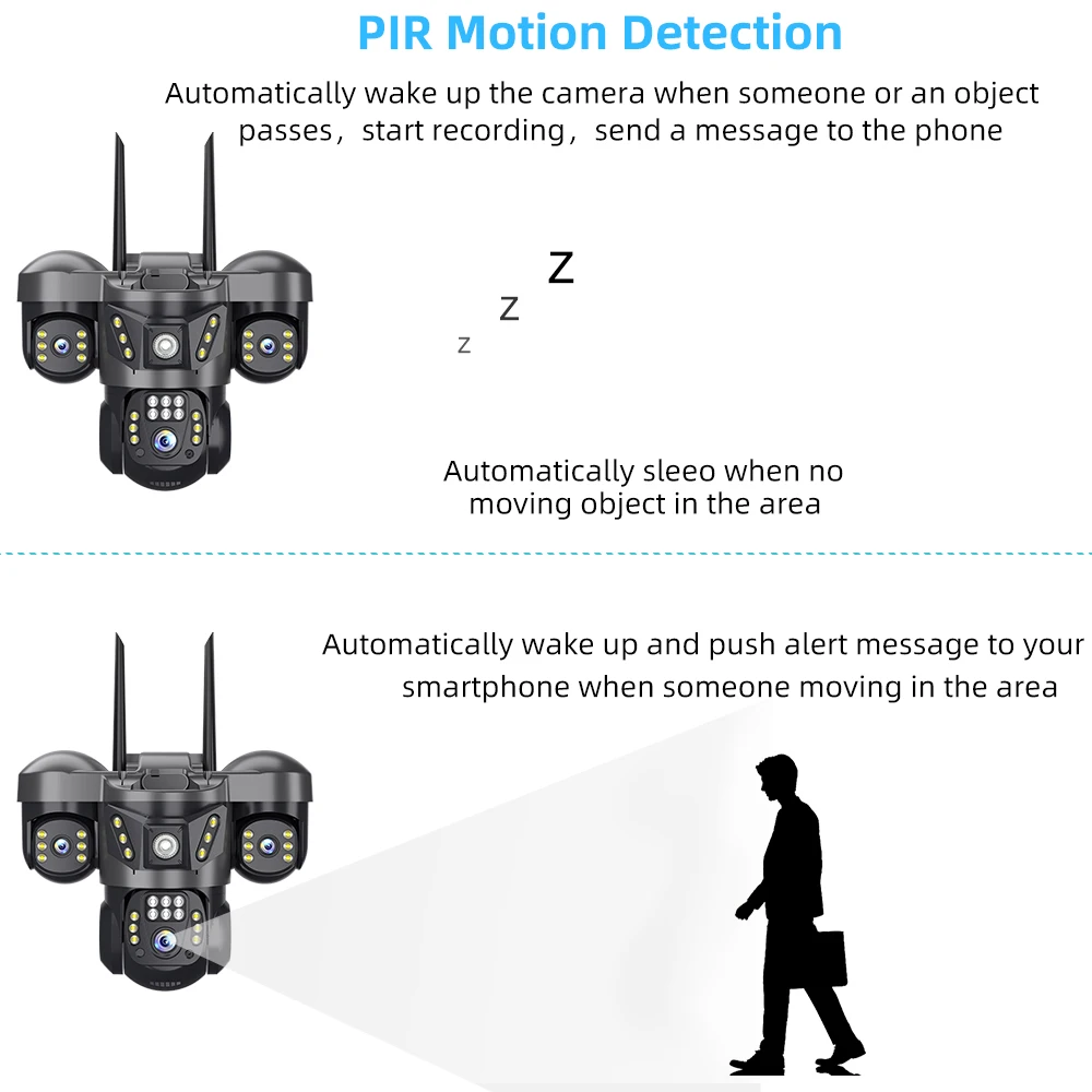 V380 PRO Ranch Security Camera 6K 15MP HD IP66 Waterproof Triple Lenses Three Screens Remote Monitoring Outdoor CCTV Camera