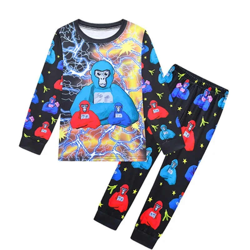 مضحك الغوريلا العلامة VR ألعاب زي للأطفال الغوريلا العلامة المطبوعة منامة المراهقين تي شيرت السراويل مجموعات هدية عيد ميلاد صبي الفتيات الملابس