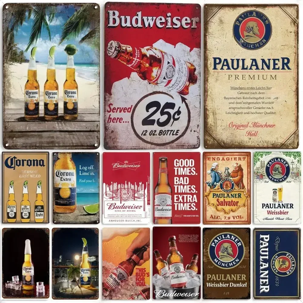 Vintage cerveza marca rectángulo cartel de estaño placa de Metal placa decorativa para hombre cueva Pub Bar cafetería restaurante garaje Club pared Dec