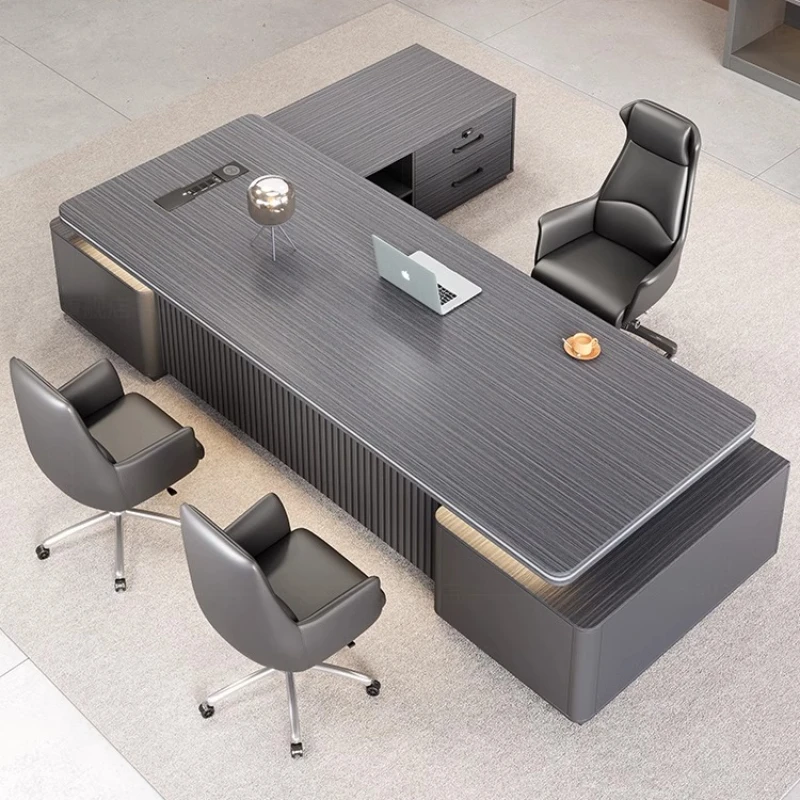 Wooden Business Boss Desk Storage Light Luxury Customized Designer Vintage Desk Chinese Work Conference Escritorio Furniture