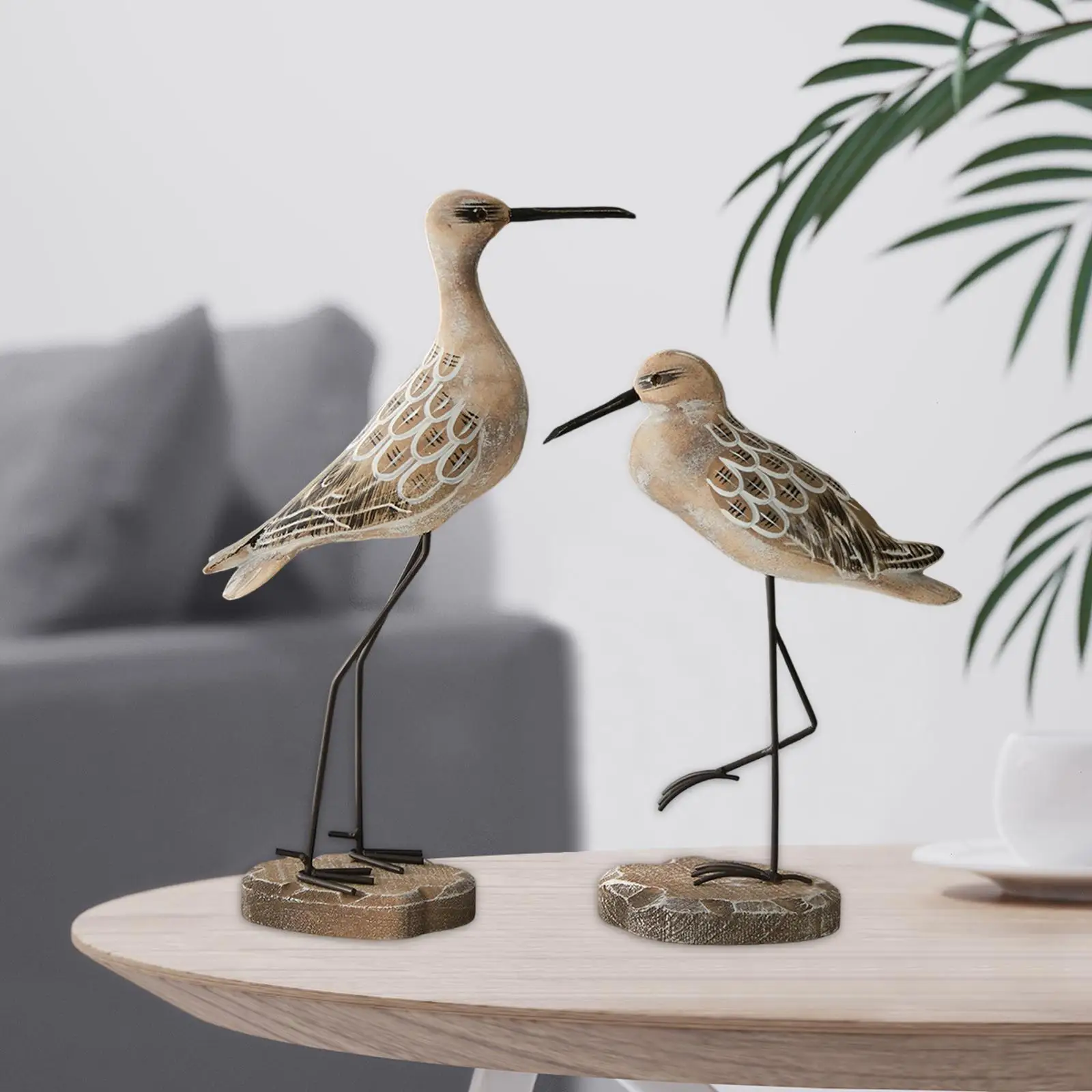 Ocean Seagull Figurines Wooden Minimalist Bird Statue for Home Decor Living Room Coastal Decoration Shelf