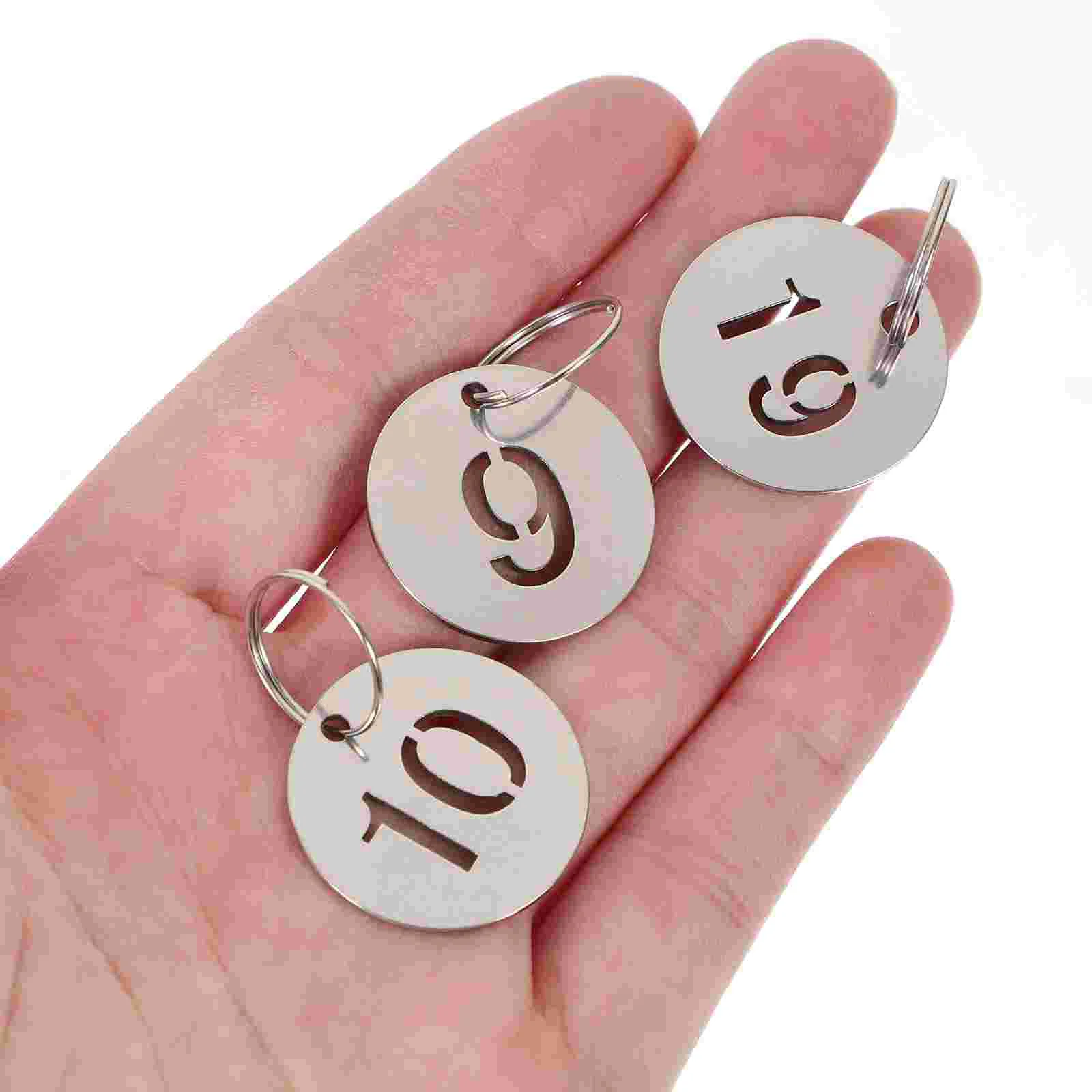 20 Pcs Luggage Number Tags Stainless Steel Plate Locket Key Ring Hanging with Labels